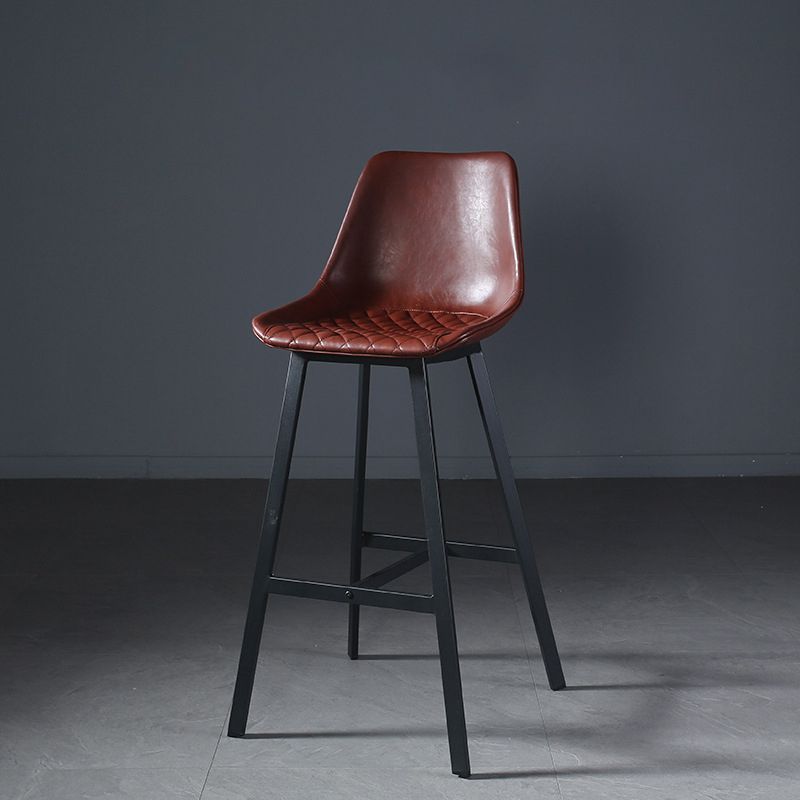 Modern PU Leather Bar-stool Bucket Seat Counter Bar Stool with Metal Legs Clearhalo 'Bar Furniture' 'Bar Stools' 'bar_stools' 'furn' 'furn_bar_stools' 'Furniture' 'Kitchen & Dining Furniture' 1200x1200_ee20e170-7017-459a-9707-8c372128fb00