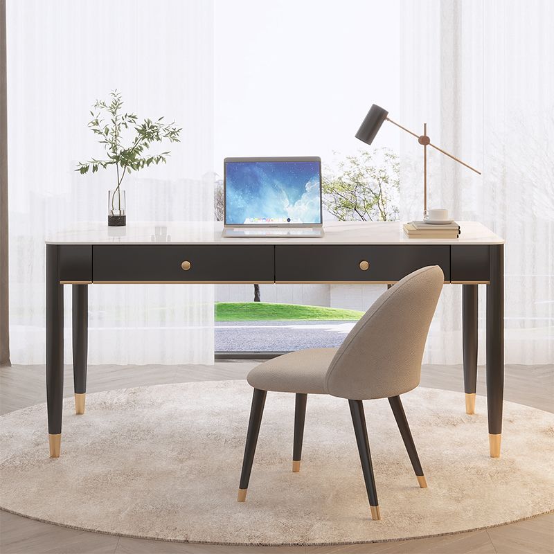Contemporary Stone Office Desk 2 Drawers Parsons Base Writing Desk Clearhalo 'furn' 'furn_office_desk' 'Furniture' 'Office Desks' 'Office Furniture' 'office_desk' 1200x1200_ee22ac2e-1e5e-48cf-9c7a-dcdce8aca109