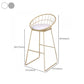Glam Round Metal Bar Stools Low Back Dining Stools with Footrest