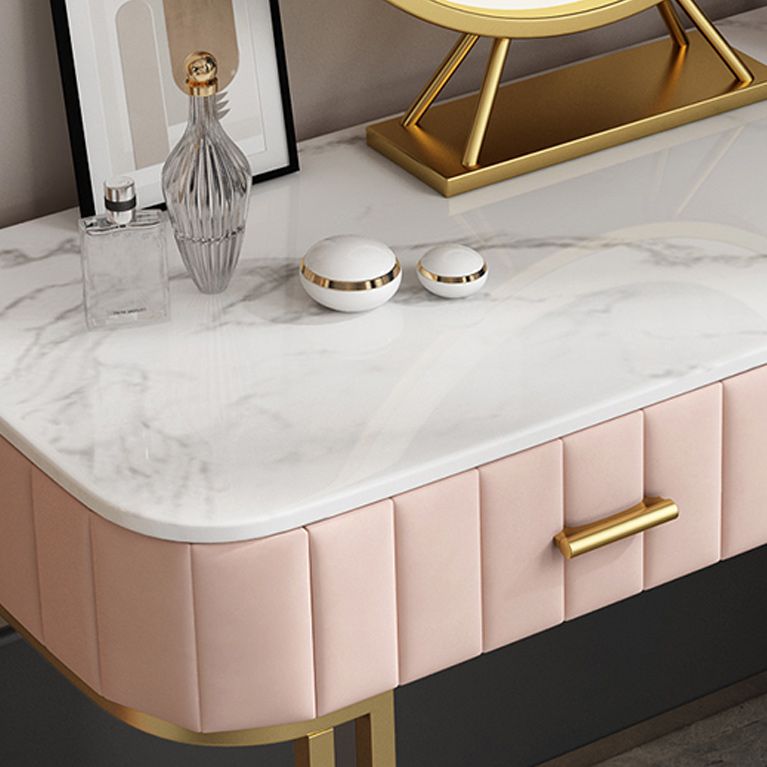 Tavolo da toeletta da top vanità in marmo glam da 29,5 "con 2 cassetti