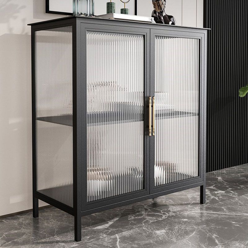 Glam Iron Dining Server Glass Doors Cabinet Sideboard per il ristorante