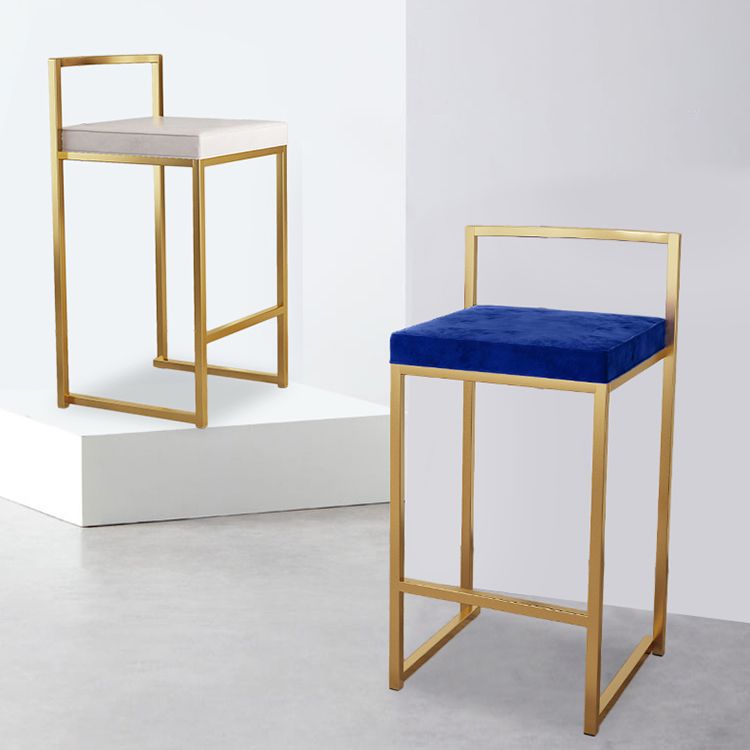 Nordic Backrest Armless Counter Stool Iron Kitchen Bar Stool with Cushion and Pedal Clearhalo 'Bar Furniture' 'Bar Stools' 'bar_stools' 'furn' 'furn_bar_stools' 'Furniture' 'Kitchen & Dining Furniture' 1200x1200_ee2822e2-c12e-479e-8a42-02f6146afb2e