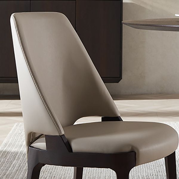 Sedia da pranzo in legno in pelle in pelle moderna per sala da pranzo