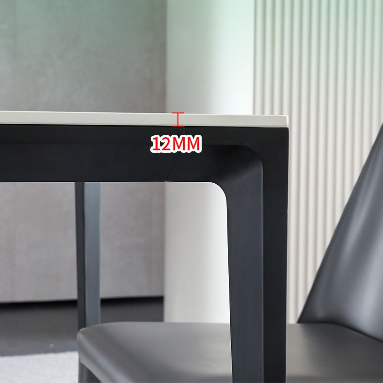 Standard Height Sintered Stone Top Dining Set with 4 Black Metallic Legs for Dining Furniture Clearhalo 'Dining Room Sets' 'Dining Tables & Seating' 'dining_room_set' 'furn' 'furn_dining_room_set' 'Furniture' 'furniture_dining_room_set' 'Kitchen & Dining Furniture' 'kitchen&dining_furn' 'kitchen' 1200x1200_ee2d178a-696b-426d-bd10-0be2a70a2e9a