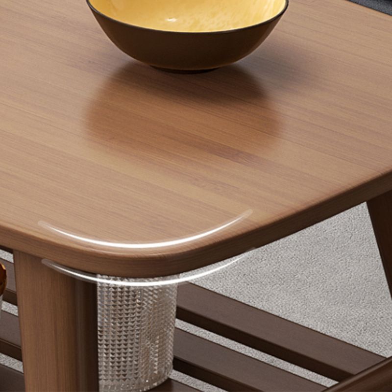 Base rectangulaire à 4 pieds en bois massif de style nordique, avec support de rangement, table basse
