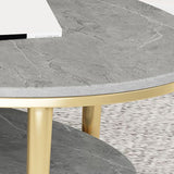 Glam Iron 4 Legs Cocktail Table with Shelf Oval Slate Top Coffee Table