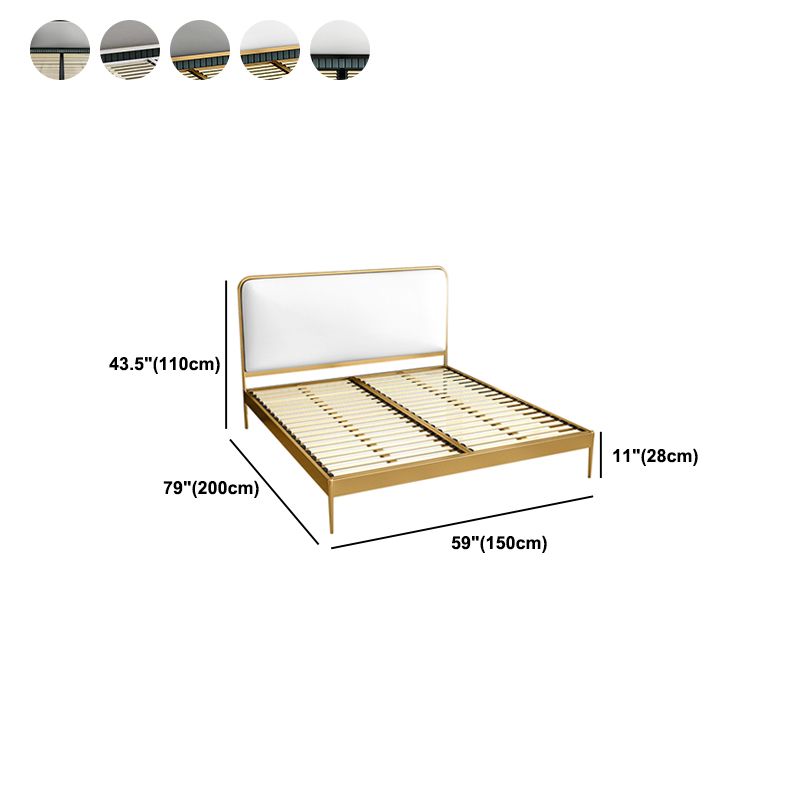 Contemporary Rectangular Headboard Standard Bed with Metal Legs