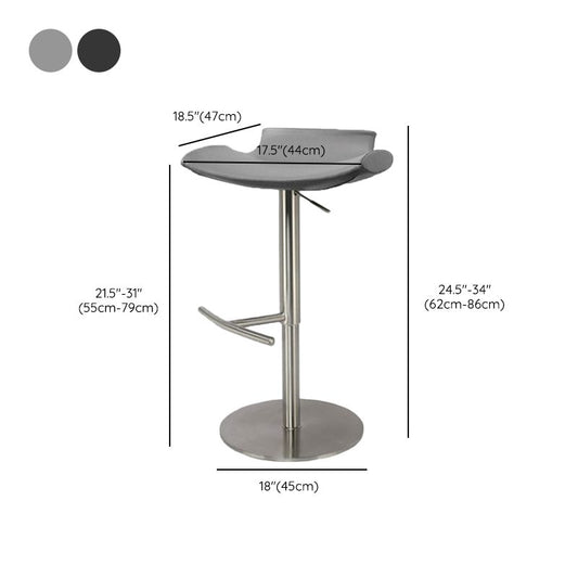 Contemporary Backless Dining Stool Adjustable Height Bar Stool with Footrest