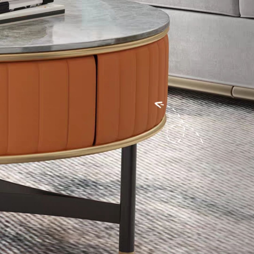 Stone Top Coffee Table Draw included Metal Legs Single Cocktail Table Clearhalo 'Coffee & Accent Tables' 'Coffee Tables' 'coffee_tables' 'furn' 'furn_coffee_tables' 'Furniture' 'Living Room Furniture' 1200x1200_ee32bf39-36d7-4d93-9cb7-0f6446275734