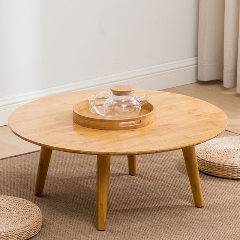 Round Wood Coffee Table Scandinavian 4 Legs Natural Cocktail Table Clearhalo 'Coffee & Accent Tables' 'Coffee Tables' 'coffee_tables' 'furn' 'furn_coffee_tables' 'Furniture' 'Living Room Furniture' 1200x1200_ee386428-383a-47d1-b3f8-ea89be90543d