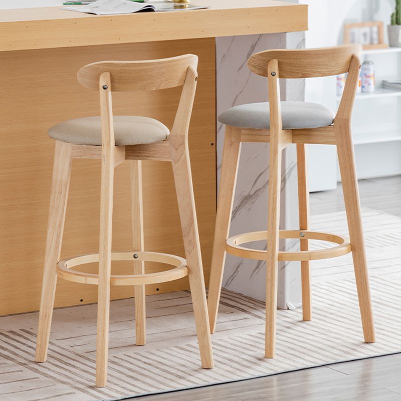 Nordic Wood Simple Barstool 28" H Indoor Tall Stool with Upholstered Clearhalo 'Bar Furniture' 'Bar Stools' 'bar_stools' 'furn' 'furn_bar_stools' 'furniture_bar_stools' 'Kitchen & Dining Furniture' 'kitchen&dining_furn' 'kitchen' 'kitchen_furn' Furniture' 1200x1200_ee3963d7-8c4a-4dc7-ba8e-6ab3d1ca2ec1