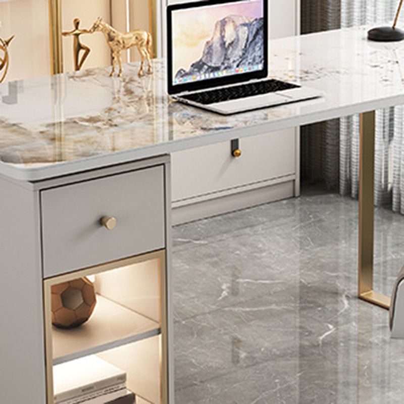 Escritorio de mármol contemporáneo para escritorio rectangular de 30 "h de 30" con 1 cajón