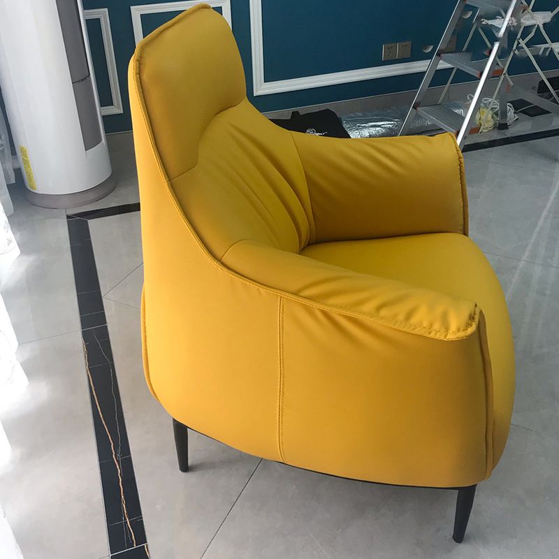 Leather Lounge Chair Solid Color Arms Included Chair with Black Legs