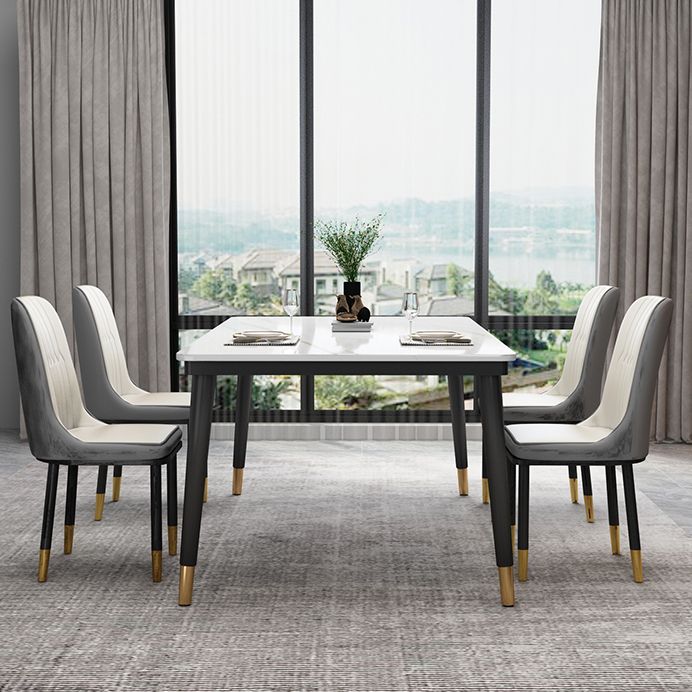 Industrial Style Home Sintered Stone Dining Table Rectangle Shape Table with 4 Legs Base Clearhalo ' dining_table' 'Dining Tables & Seating' 'Dining Tables' 'furn' 'furn_dining_table' 'Furniture' 'furniture_dining_table' 'Kitchen & Dining Furniture' 'kitchen&dining_furn' 'kitchen' 'kitchen_dining_table' 1200x1200_ee3dbcf2-7d18-4000-9c75-ab517396230e