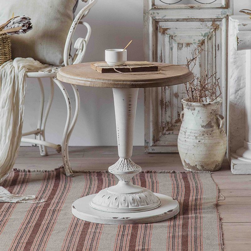 Round Pedestal Side Table French Rustic Side End Snack Table Clearhalo 'Coffee & Accent Tables' 'End & Side Tables' 'end_side_tables' 'furn' 'furn_end_side_tables' 'Furniture' 'Living Room Furniture' 1200x1200_ee3e75a5-6806-4515-8403-7bb7a15dffd7