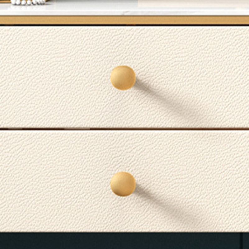 Escritorio de tocador de piedra con 6 cajones, blanco metálico/gris, 15.75 "d x 30.71" H