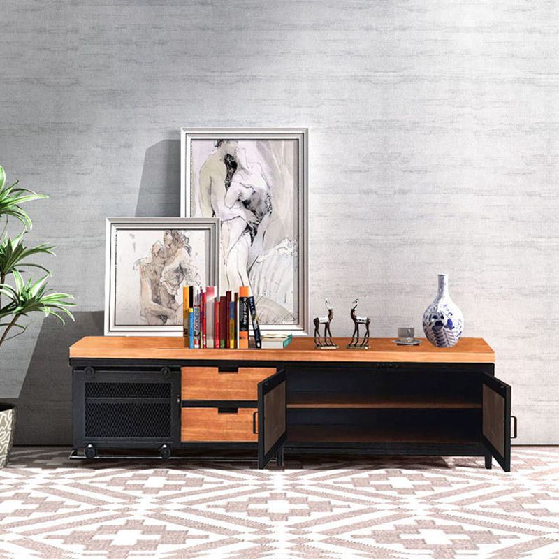 Abitaggio TV in legno e in metallo Stile industriale Console TV Home TV retrò