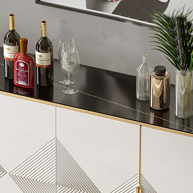 Scheda laterale per scaffalature regolabili in legno in stile glam con armadi e cassetti