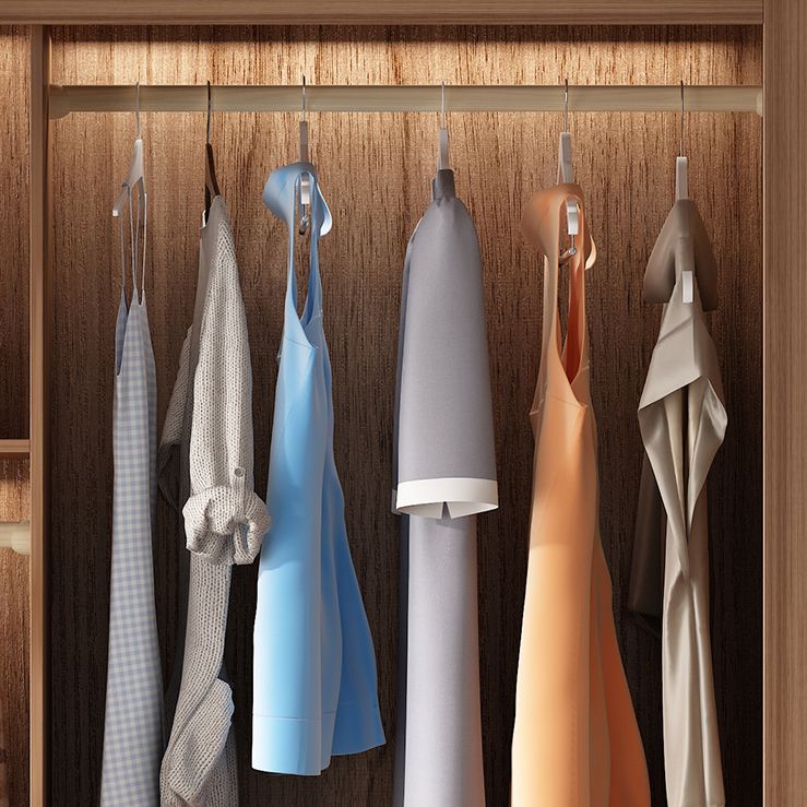 Brown Wardrobe Closet Engineered Wood Storage Cabinet for Bedroom