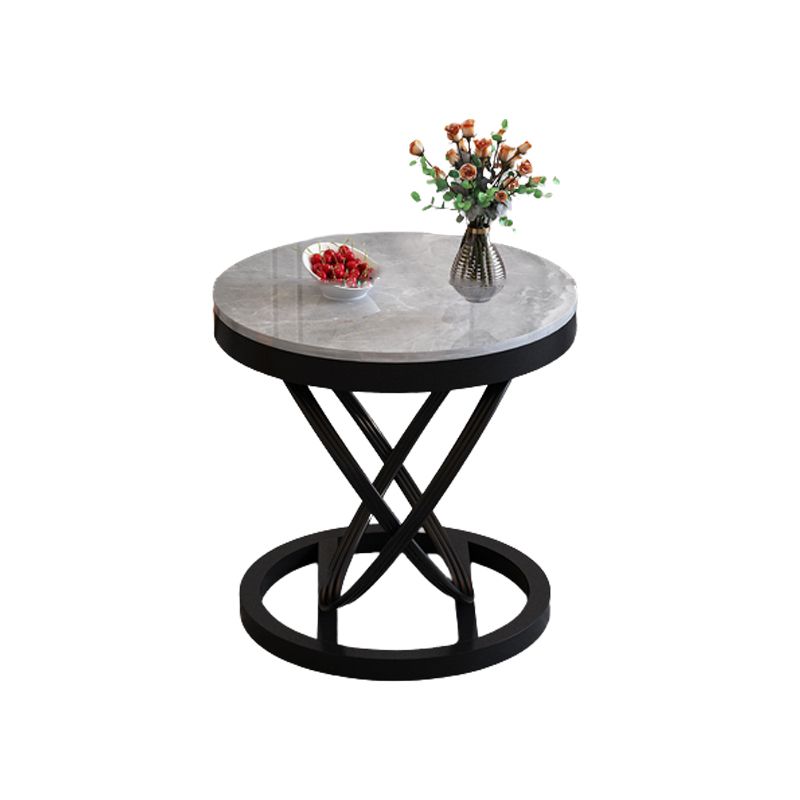 Slate and Metal Single Coffee Table Frame Round Glam Coffee Table