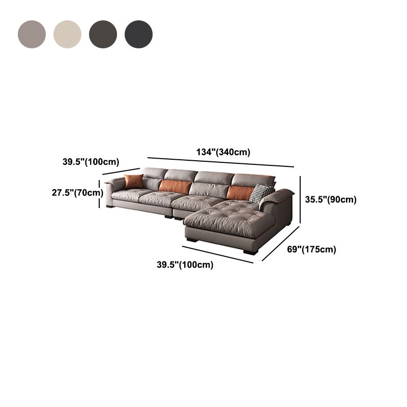 Tufted Pillow Top Arm Sofa with Chaise 133.86" W Faux Leather Sofa