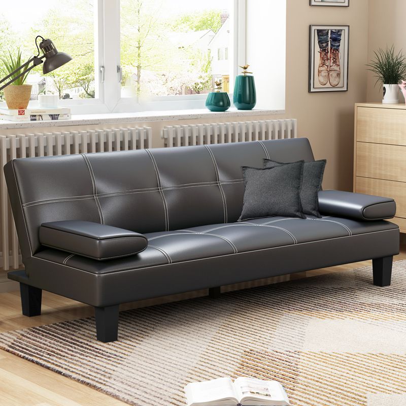 Modern Biscuit Back Faux Leather Sofa with Foldable and Wear-resisting Clearhalo 'furn' 'furn_sofas' 'Furniture' 'furniture_sofas' 'kitchen' 'kitchen_sofas' 'Living Room Furniture' 'Sofa' 'sofas' 1200x1200_ee43ea10-40f2-486b-886e-a14297572cb1