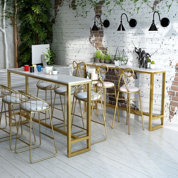 Glam 1/3/7 Pieces Bar Table Set Rectangle Stone Counter Table with High Stools Clearhalo 'Bar Furniture' 'furn' 'furn_home_bar_bar_sets' 'Furniture' 'Home Bars & Bar Sets' 'home_bar_bar_sets' 'Kitchen & Dining Furniture' 1200x1200_ee4454a4-3727-44cd-8ebf-8e437df39e04