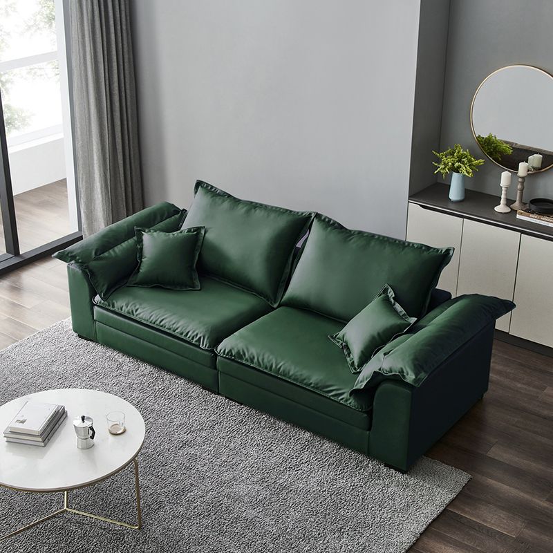 Pillow Top Arm Faux Leather Sette Nordic Down Fill Cushions Sofa with Pillows