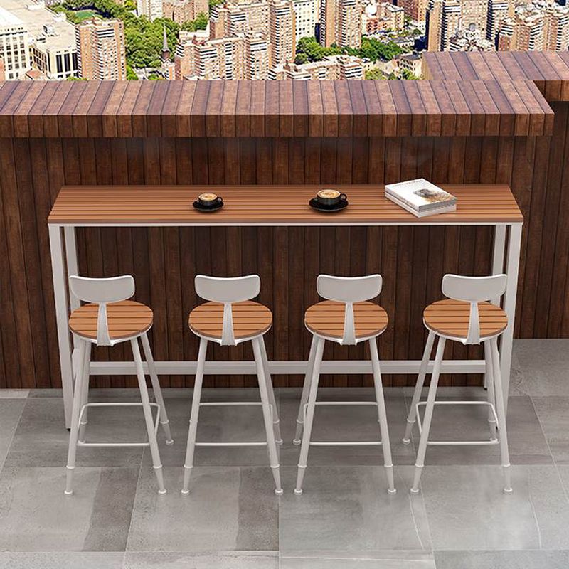 Ensemble de Table de Bar moderne 1/5 pièces, Table de comptoir rectangulaire en bois avec tabourets pour cour