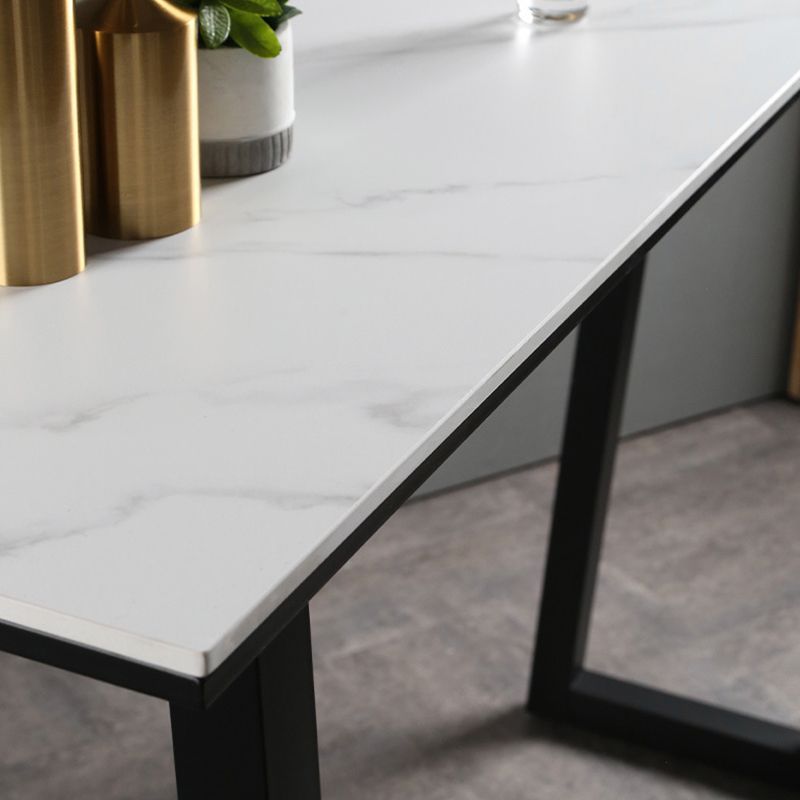 Rectangle Bar Table Sintered Stone Dining Table with Metal Base for Kitchen Clearhalo 'Bar Furniture' 'Bar Tables' 'bar_tables' 'furn' 'furn_bar_tables' 'Furniture' 'Kitchen & Dining Furniture' 1200x1200_ee46c846-110f-440a-8c29-12b9f9b6f80e