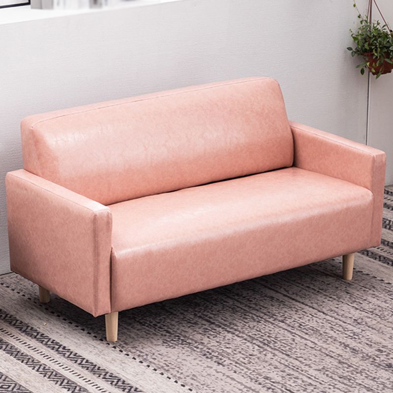 Leather and Linen Standard Tight Back Square Arm Settee Couch