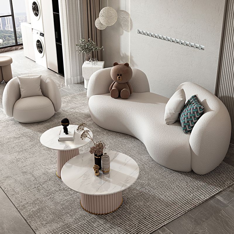 Sofá de sofá curvado con brazo de esmoquin apretado contemporáneo en gris/blanco