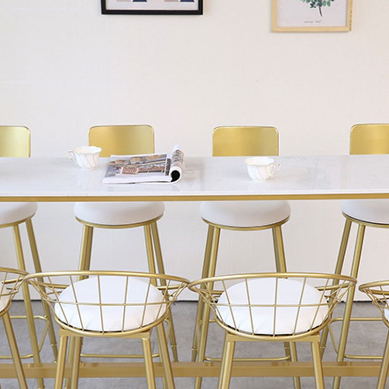 Rectangular Bar Height Table Gold Legs and Metal Base Bar Table for Patio Use Clearhalo 'Bar Furniture' 'Bar Tables' 'bar_tables' 'furn' 'furn_bar_tables' 'Furniture' 'Kitchen & Dining Furniture' 1200x1200_ee4e31dd-05b5-4a20-8278-57823d1eb602