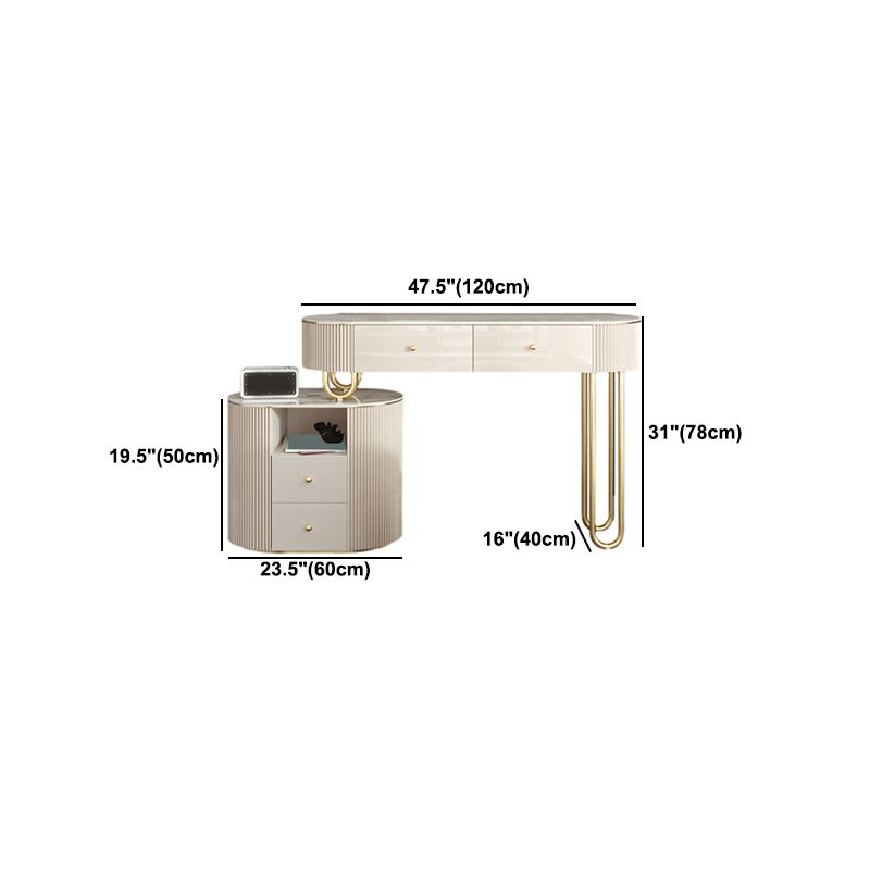 Tavolo da vanità in pietra lussuosa con cassetti da 30,7 "Hkeup da toeletta da toep set in beige