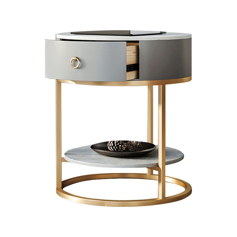 1-Drawer Shelf Included Stone Side Table - 19.69" W x 19.69" D x 22.83" H