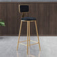 Glam Round Counter Stool Footrest Upholstered Low Back Indoor  Dining Stool