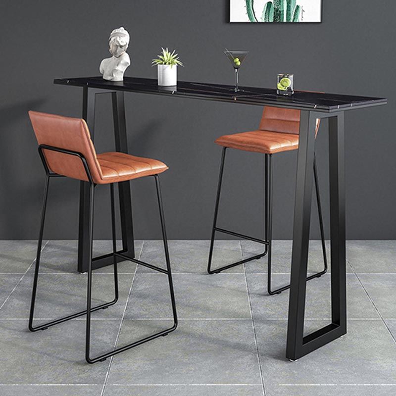 Black and Metal Base Table Rectangle Industrial Sintered Stone Bar Table Clearhalo 'Bar Furniture' 'Bar Tables' 'bar_tables' 'furn' 'furn_bar_tables' 'Furniture' 'Kitchen & Dining Furniture' 1200x1200_ee4fccce-d0c2-46a6-b81c-882e7fe20359