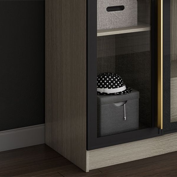 Kleiderschrank im zeitgenössischen Stil grauer Farbglasgarderobe Schrank