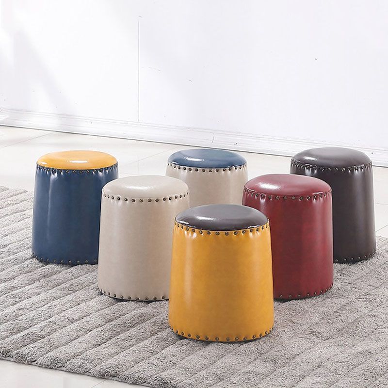 Leather Yellow Pouf Modern Stain Resistant Round Indoor Pouf Clearhalo 'furn' 'furn_ottomans_poufs' 'Furniture' 'Living Room Furniture' 'Ottomans & Poufs' 'ottomans_poufs' 1200x1200_ee52aa2f-cc91-4c44-a5ce-1a28e06be4fb