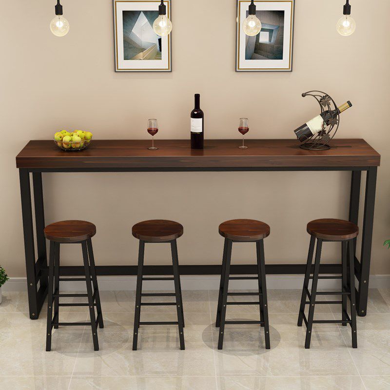 Iron Solid Wood Rectangular Table Industrial Style Home Bar Table Clearhalo 'Bar Furniture' 'Bar Tables' 'bar_tables' 'furn' 'furn_bar_tables' 'Furniture' 'Kitchen & Dining Furniture' 1200x1200_ee536125-30ff-4d54-8fdc-d5f2ae6a8bab