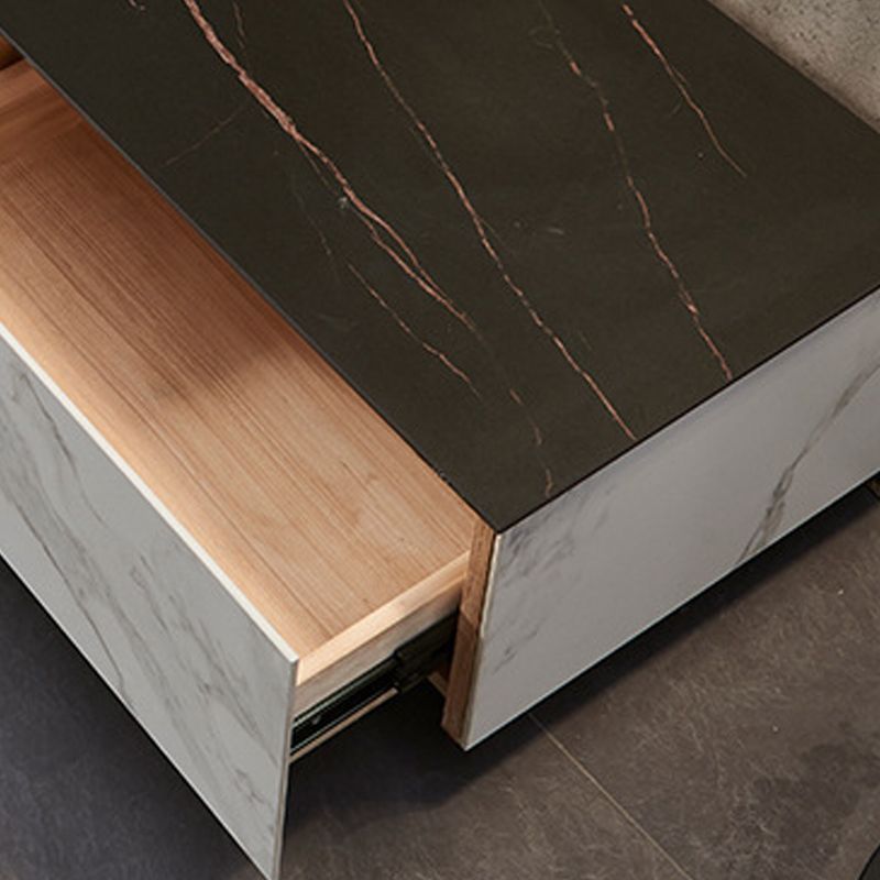 モダンなテレビメディアスタンド16 "W石が囲まれたストレージテレビスタンドの引き出し付きコンソール