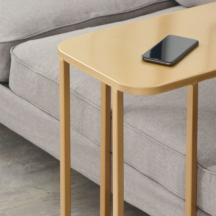 Mid-century Modern Rectangle Top End Table 22.8" Tall Metal C Side Table