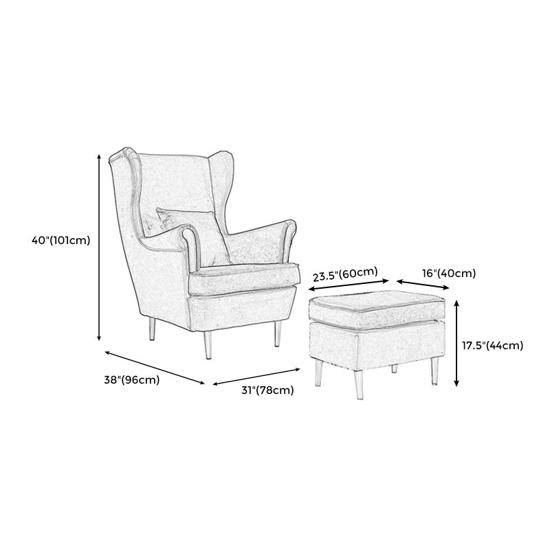 30.70" L x 37.79" W x 39.76" H Fabric Wingback Chair Metal Four Leg Accent Chair Clearhalo 'Accent Chairs' 'accent_chairs' 'Chairs & Seating' 'furn' 'furn_accent_chairs' 'Furniture' 'furniture_accent_chairs' 'Living Room Furniture' 1200x1200_ee558624-df4d-4209-8eeb-9dceecccda14
