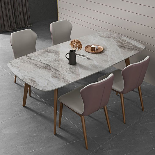 Glam 1/2/5/7 Pieces Dining Table Set with Grey Sintered Stone Top Rectangle Dinette Set Clearhalo 'Dining Room Sets' 'Dining Tables & Seating' 'dining_room_set' 'furn' 'furn_dining_room_set' 'Furniture' 'furniture_dining_room_set' 'Kitchen & Dining Furniture' 1200x1200_ee55aeee-7faa-42b3-82f2-4bdce0d21d03