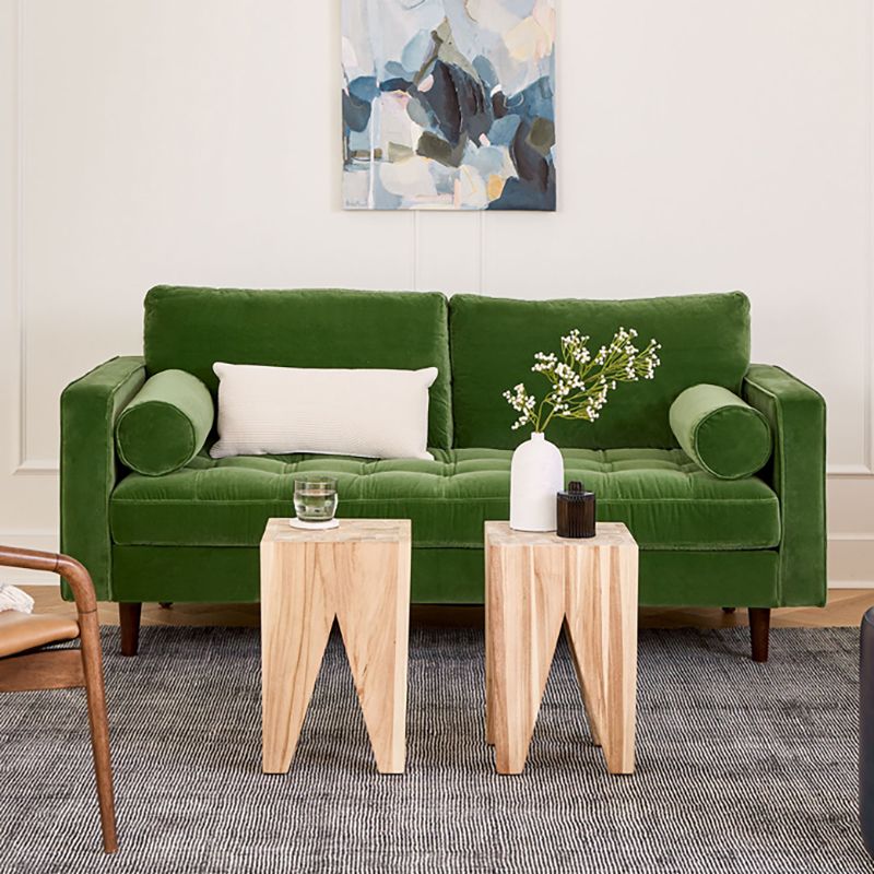 33.85"H Modern Linen/Velvet/Leather Square Arm Sofa with Bolster Pillows Clearhalo 'furn' 'furn_sofas' 'Furniture' 'furniture_sofas' 'kitchen' 'kitchen_sofas' 'Living Room Furniture' 'Sofa' 'sofas' 1200x1200_ee563e20-0220-4332-a255-a30fc45956da