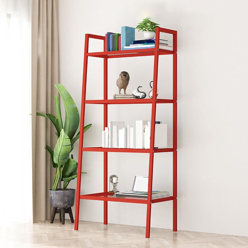 Contemporary Metal Bookshelf Ladder Shelf Bookcase for Study Room