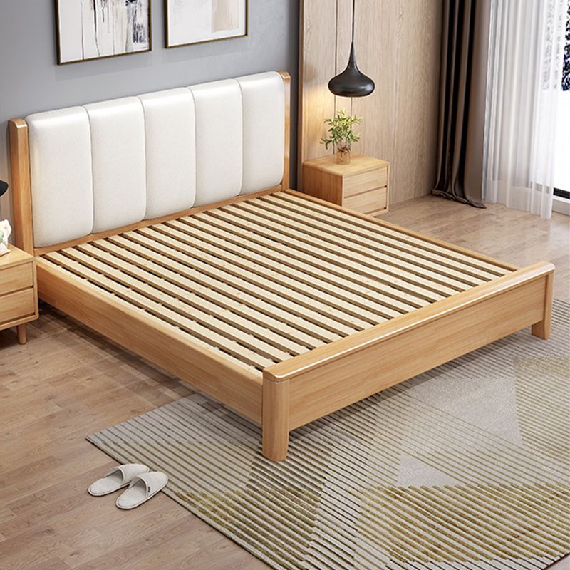 Cama de panel moderno rectangular cama de madera sólida con cabecero