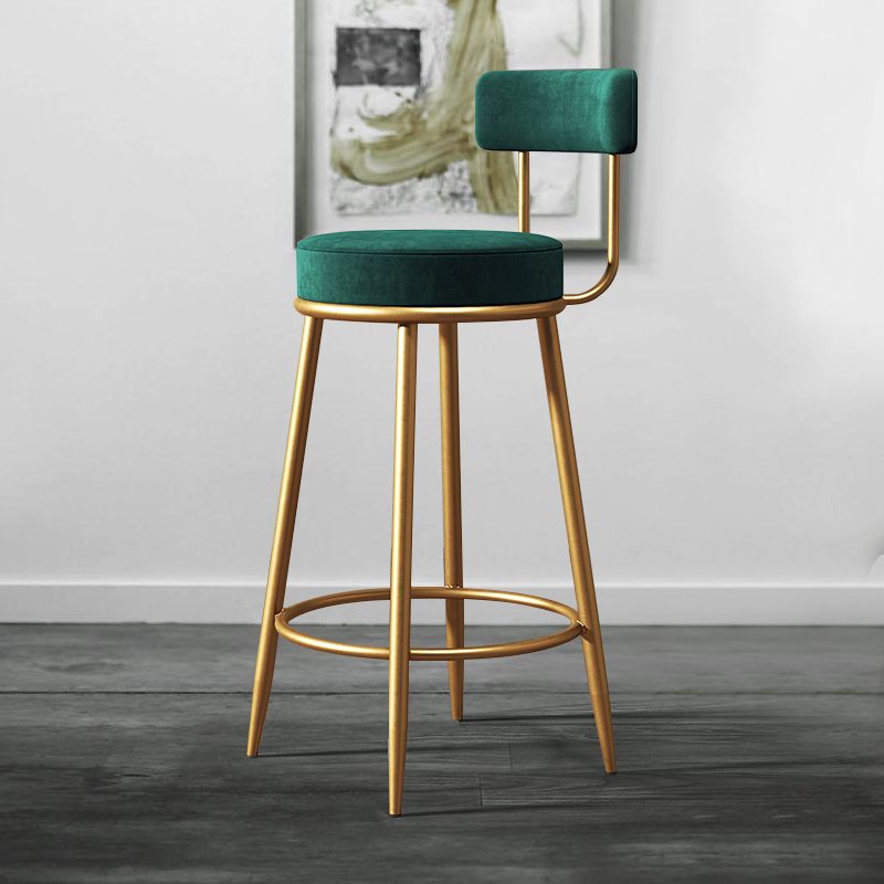 Nordic Armless Backrest Counter Stool Iron Dessert Shop Bar Stool with Cushion and Pedal Clearhalo 'Bar Furniture' 'Bar Stools' 'bar_stools' 'furn' 'furn_bar_stools' 'Furniture' 'furniture_bar_stools' 'Kitchen & Dining Furniture' 1200x1200_ee59e78a-83b6-4208-957a-b2669a9cfd3d