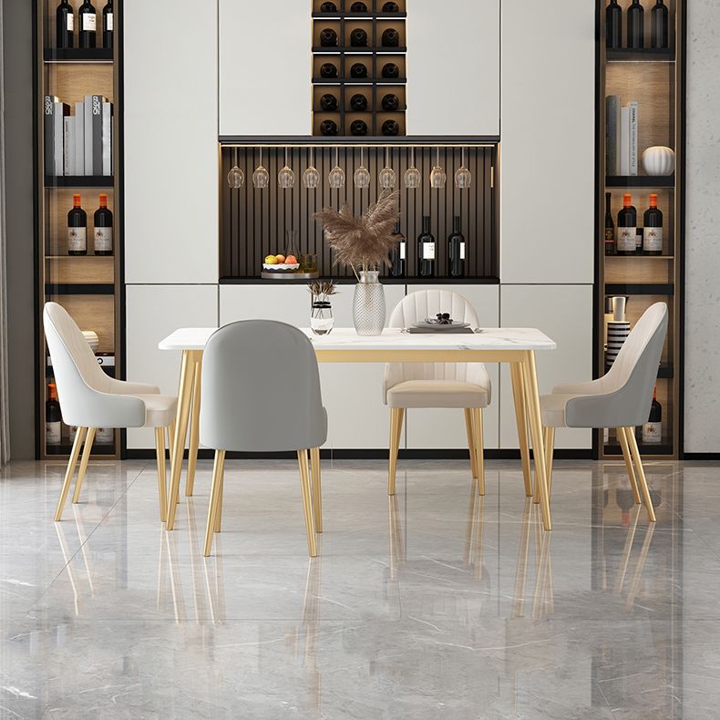 Modern Style Sintered Stone Dining Table with 4 Gold Legs Base for Home Use Clearhalo 'Dining Room Sets' 'Dining Tables & Seating' 'dining_room_set' 'Furniture' 'furniture_dining_room_set' 'Kitchen & Dining Furniture' 'kitchen&dining_furn' 'kitchen' 1200x1200_ee5a8d83-2ff0-4f92-9f26-c17ba6971a4d