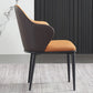 Modern Upholstered Dining Arm Chair Faux Leather and Metal Dining Chair